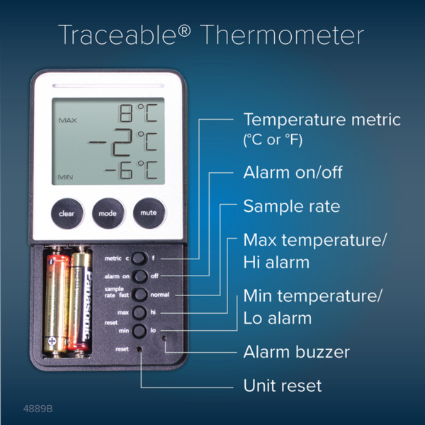 Food Monitoring Commercial Fridge Thermometer With Hook And Panel Base